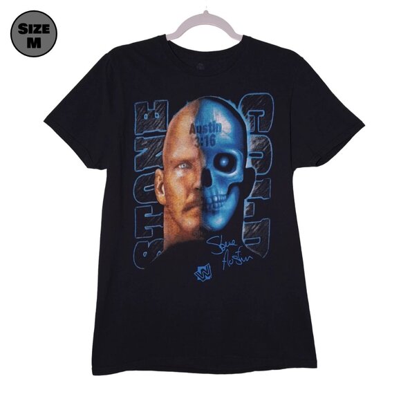 Stone Cold Steve Austin 3:16 Skull USED Shirt (M, Black, WWE, Wrestling, 2017) - Picture 1 of 7